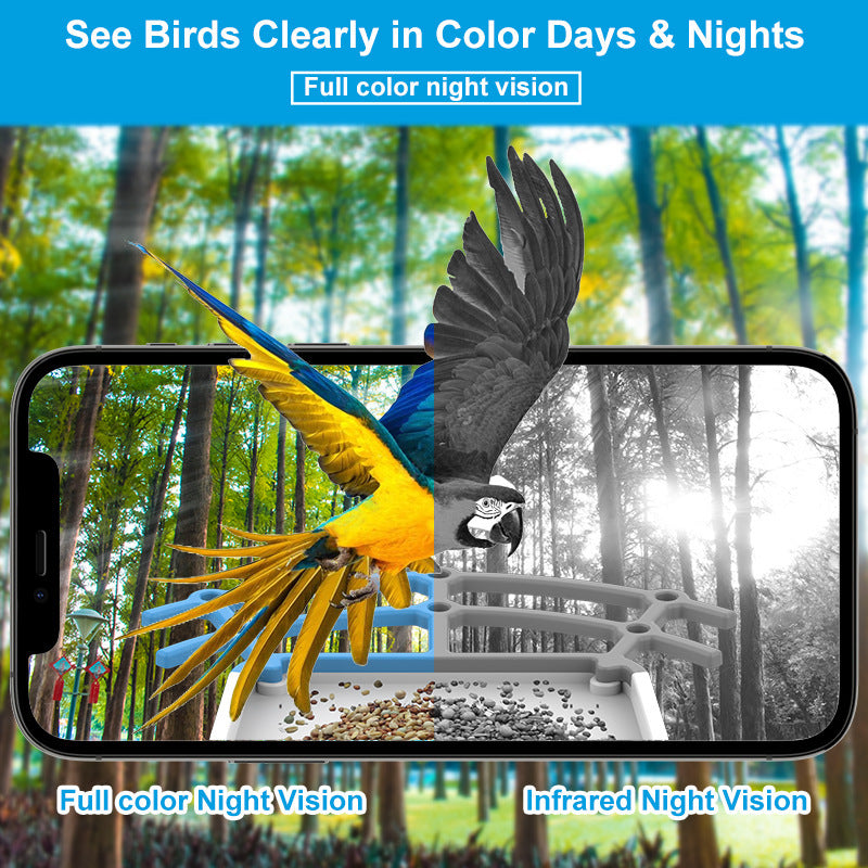 Smart Bird Feeder with Camera - 2K HD Solar Powered Birdhouse with AI Bird Identification