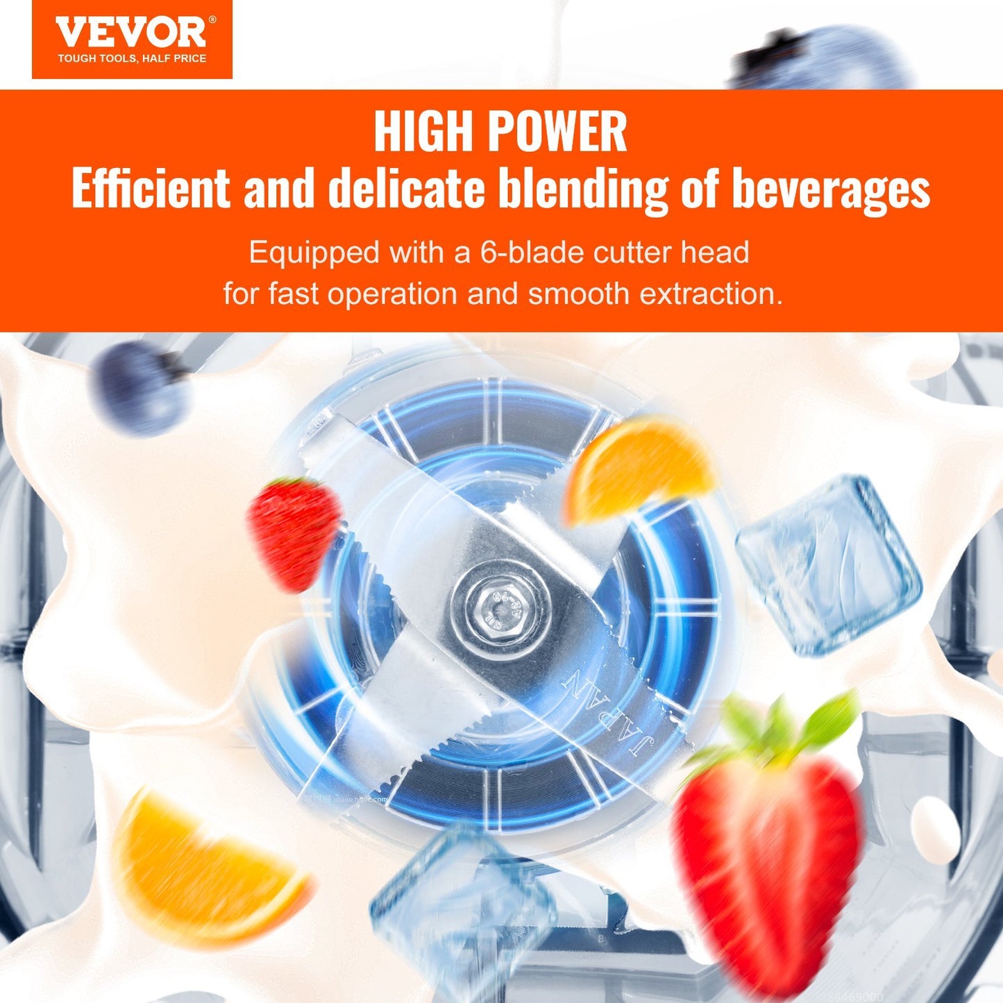 VEVOR Professional Blender With Shield, Commercial Countertop Blenders, 68 oz