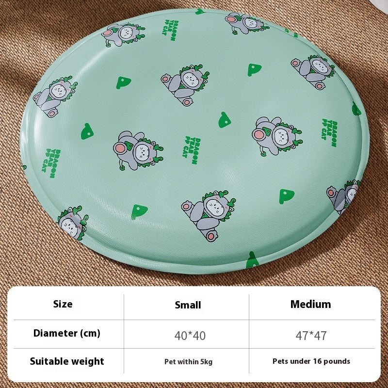 Sheila Merchandise dog cooling gel pad in light green with cartoon cat print on textured surface