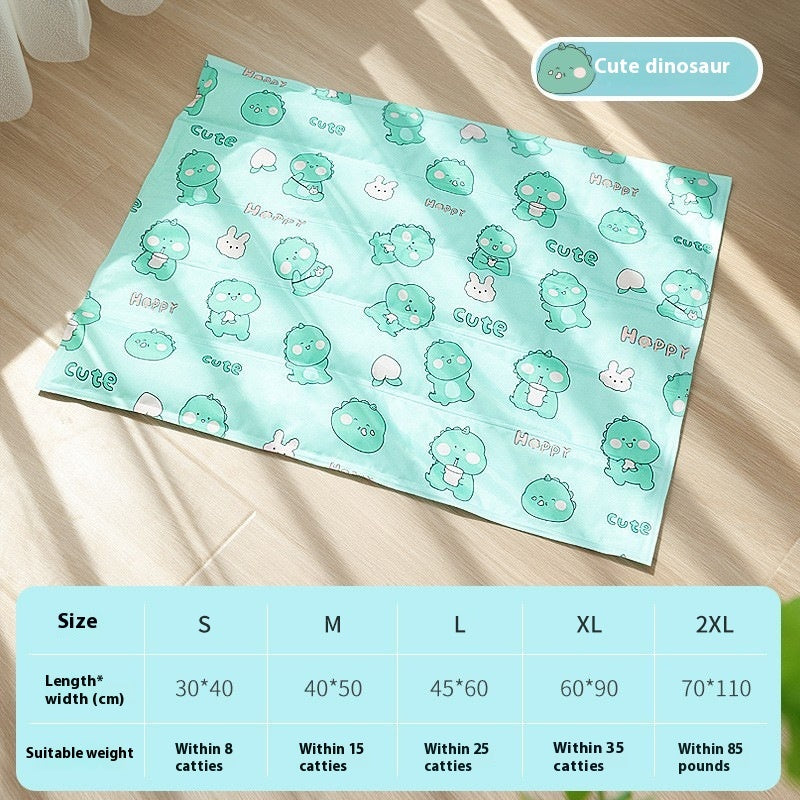 Sheila Merchandise dog cooling gel pad with cute dinosaur design in light blue for small to large dogs