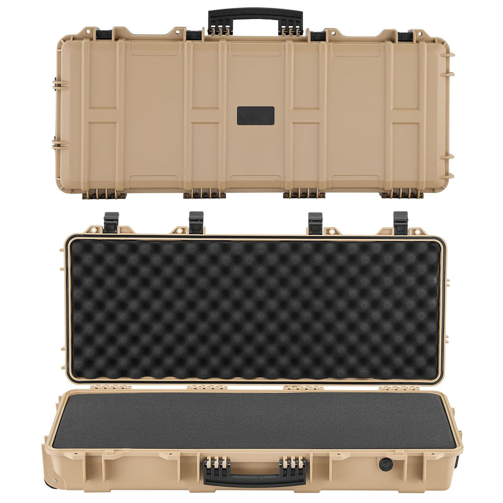 36" Hard Rifle Case - IP67 Waterproof Lockable Gun Case with Wheels & 4-Layer Foam
