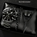 Mens Quartz Watch Necklace  Bracelet And Ring 4-Piece Set