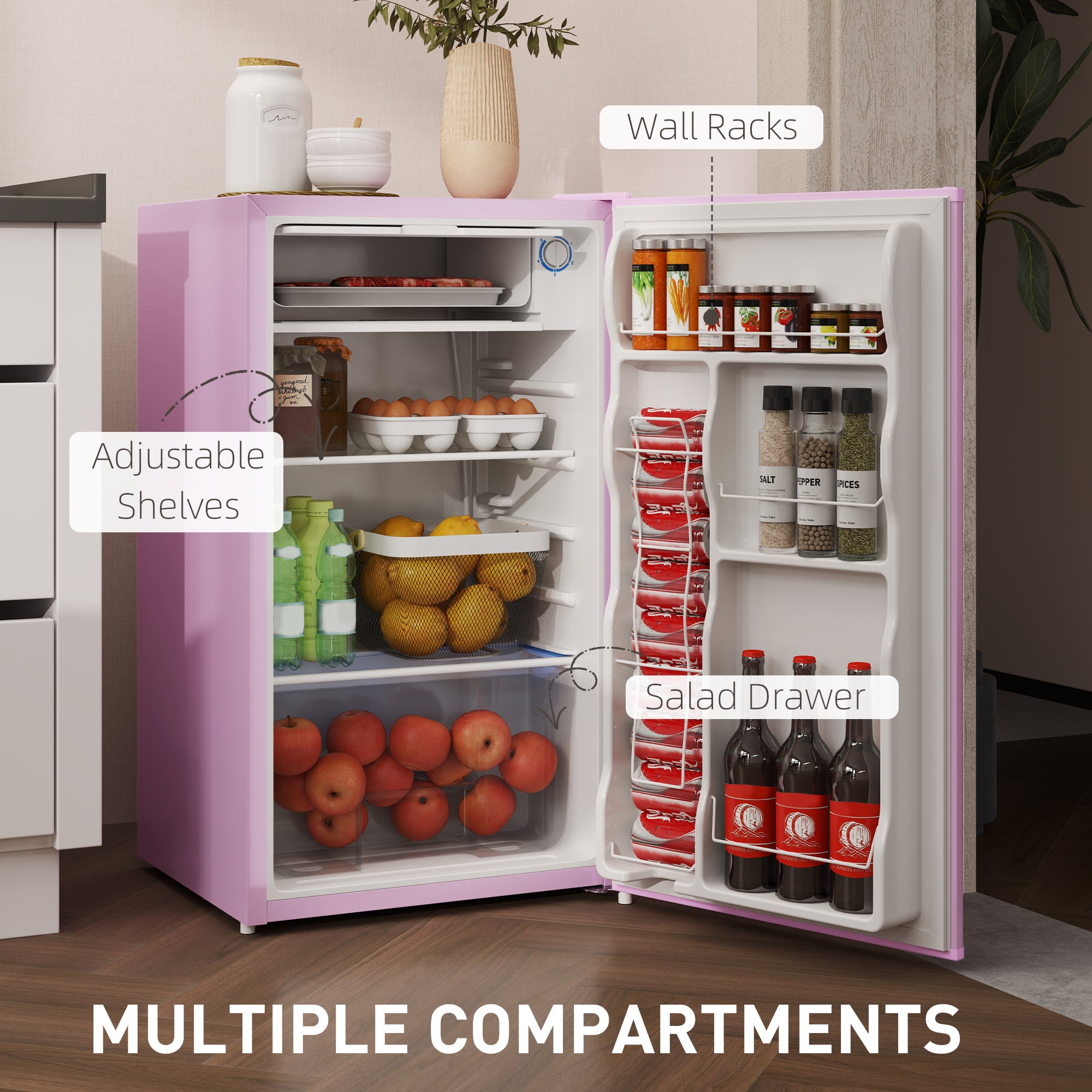 3.2 Cu.Ft Mini Fridge with Freezer - Compact Refrigerator - Pink