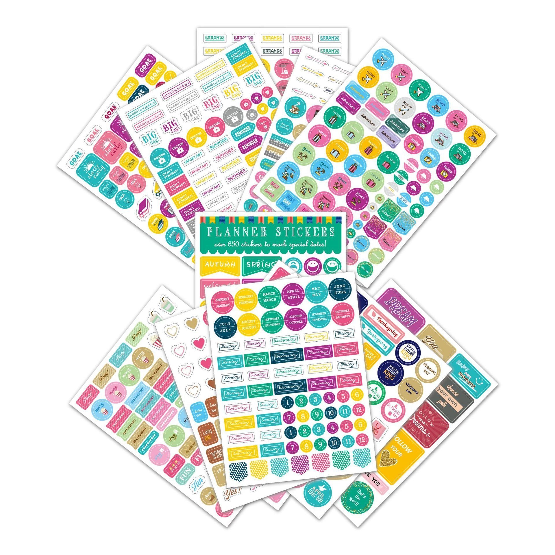 Planner Stickers Set Seasonal Monthly  Pack 24 Sheets