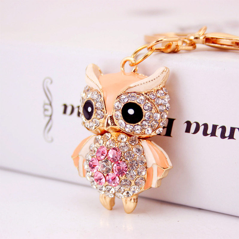 Creative Cartoon Diamond  Owl Car Keychain Pendant