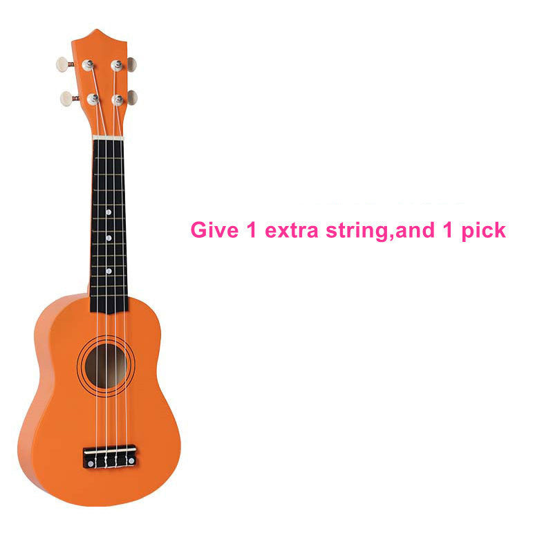 A wooden guitar for children.
