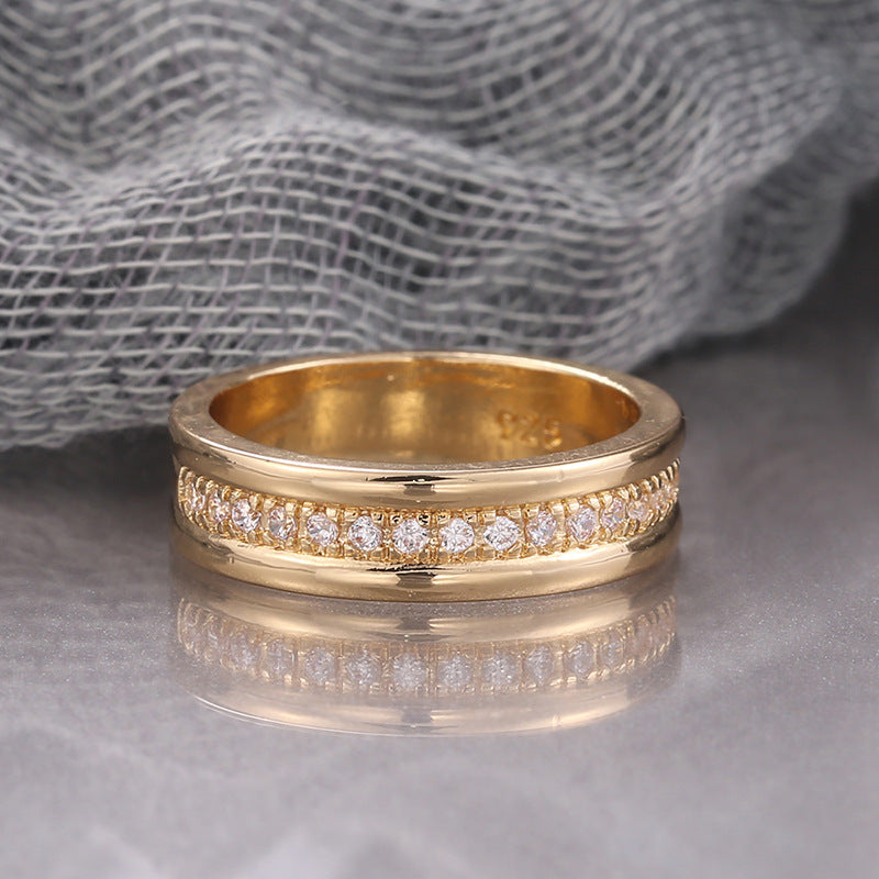 Two-Tone Zircon Ring – Gold & Silver Plated, Geometric Design