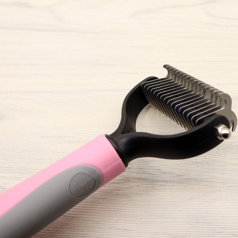 Pet Grooming Comb - Double-Sided Dematting Tool for Long-Haired Dogs