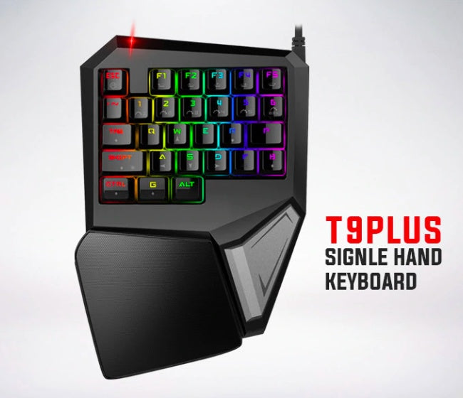 T9 Plus Single-Handed Mechanical Gaming Keyboard – 29 Keys, RGB Backlit