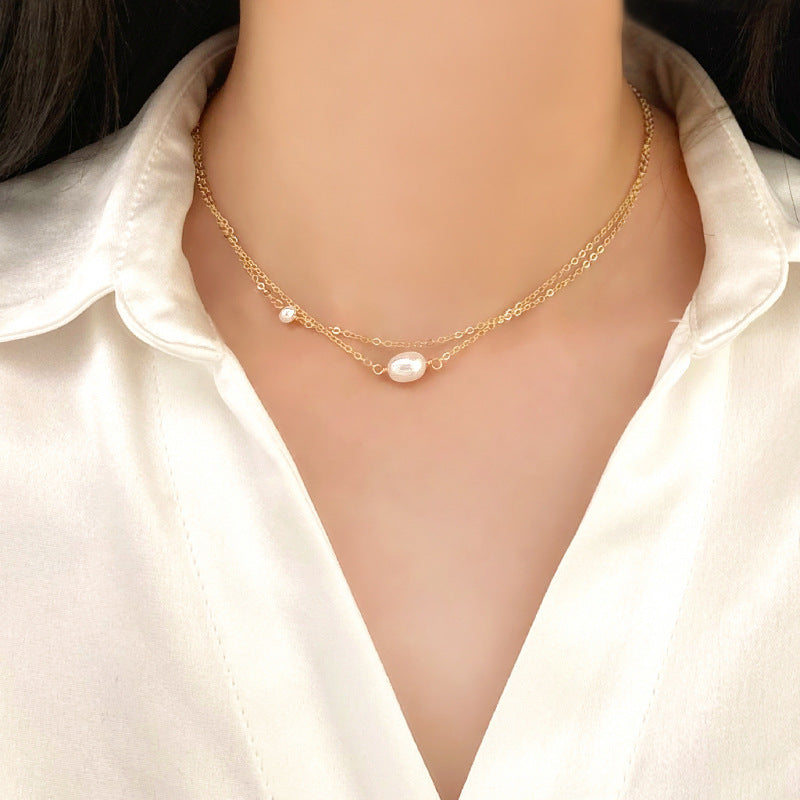 ASHIQI Natural Freshwater Pearl Necklace for Women 925 Sterling Silver Chain Fashion Jewelry Gift