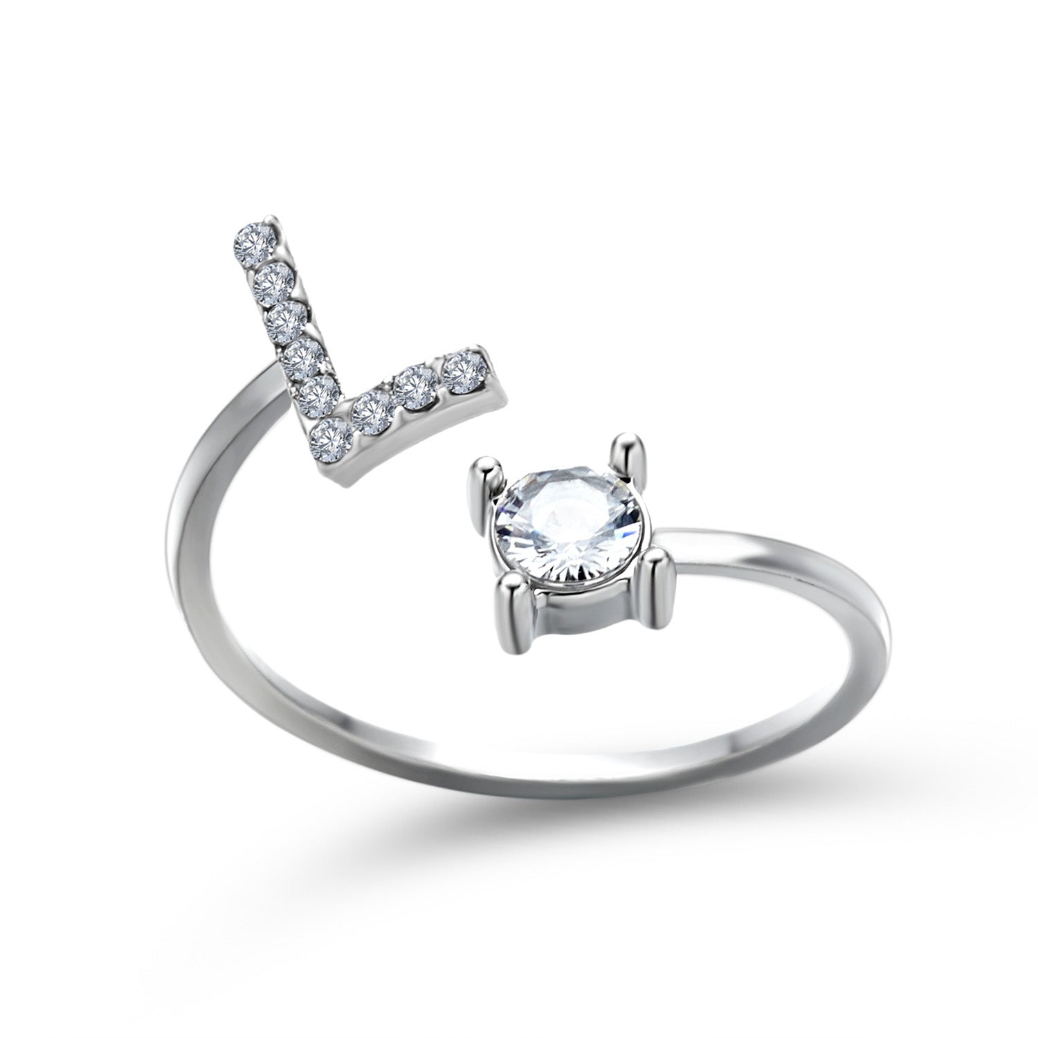 Personalized Initial Letter Ring | Adjustable Zircon Ring for Women