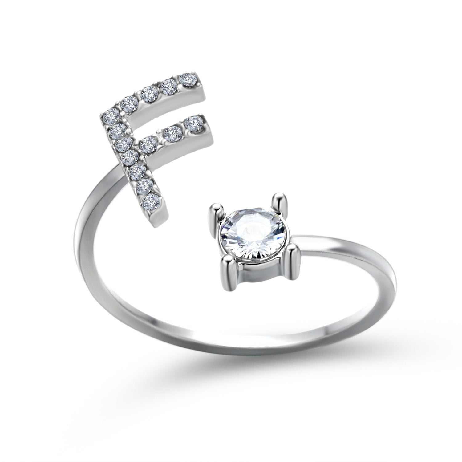 Personalized Initial Letter Ring | Adjustable Zircon Ring for Women