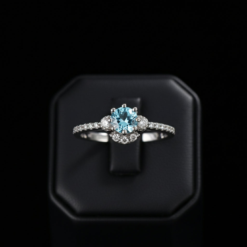 ROMAD Ocean Blue Rhinestone Rings  Gold Silver Rings for Wedding Engagement