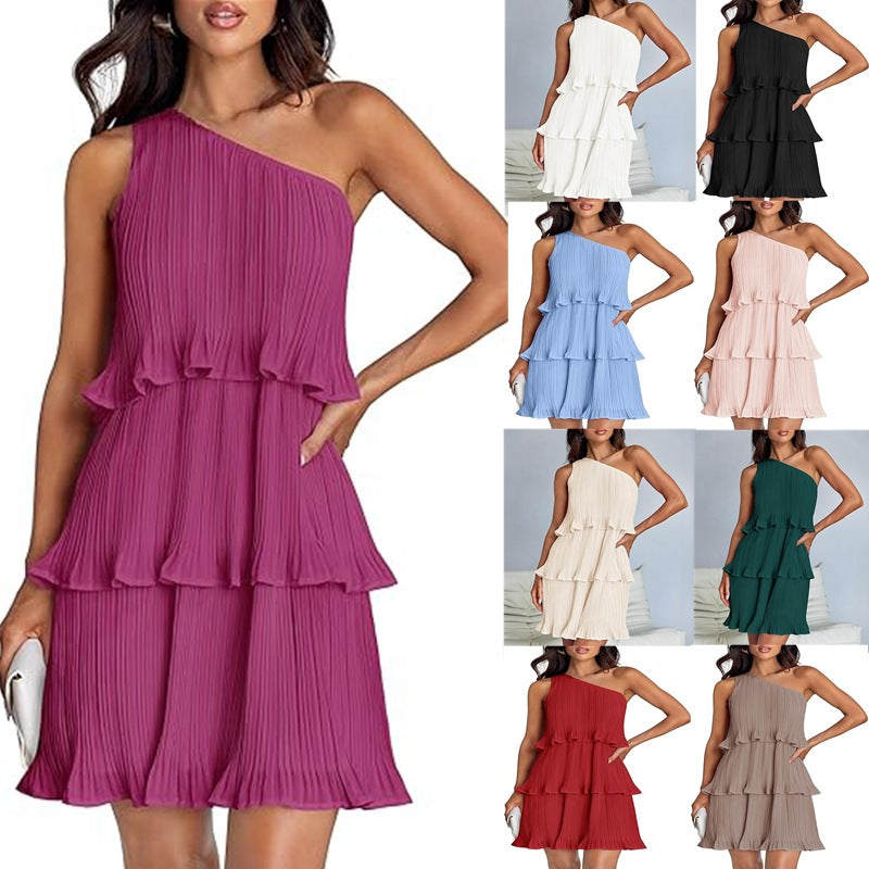 Off-Shoulder Layered Hem Dress