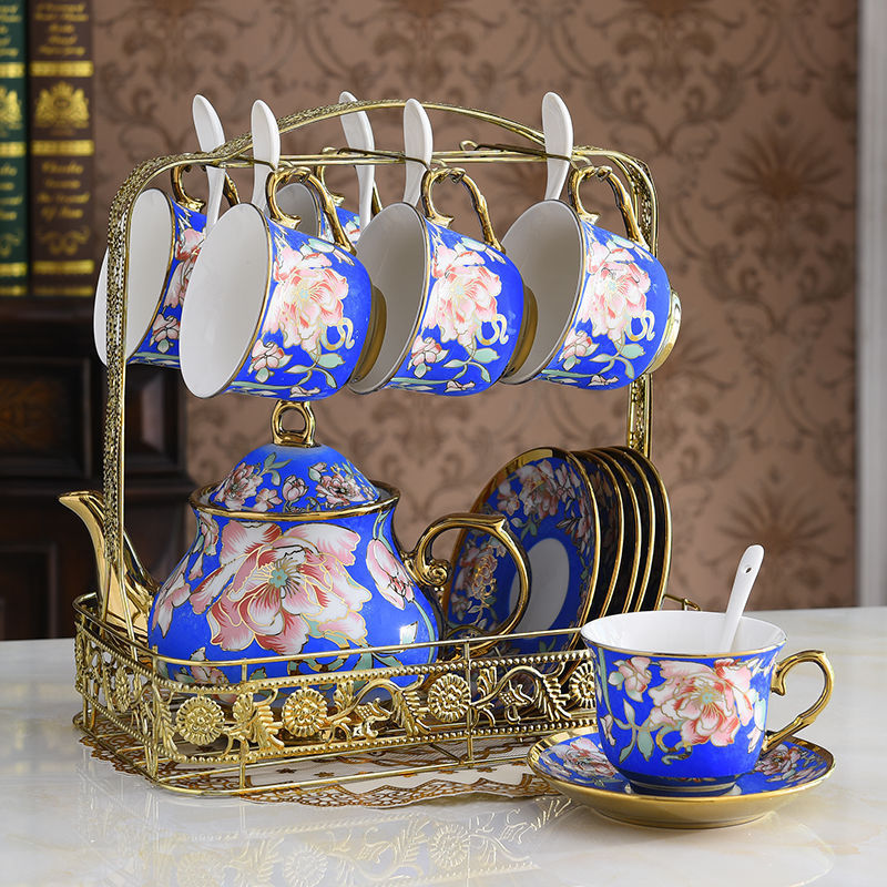 15-Piece Tea & Coffee Dessert Set with Display Shelf