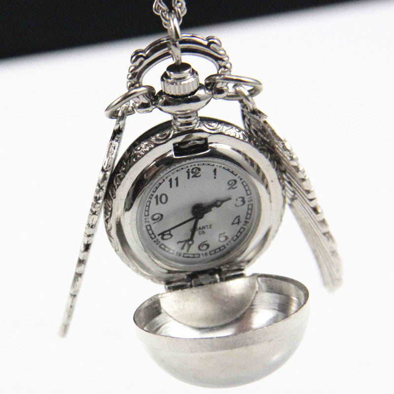 Harry Potter Golden Snitch Necklace - Quidditch Pocket Watch Pendant for Fans