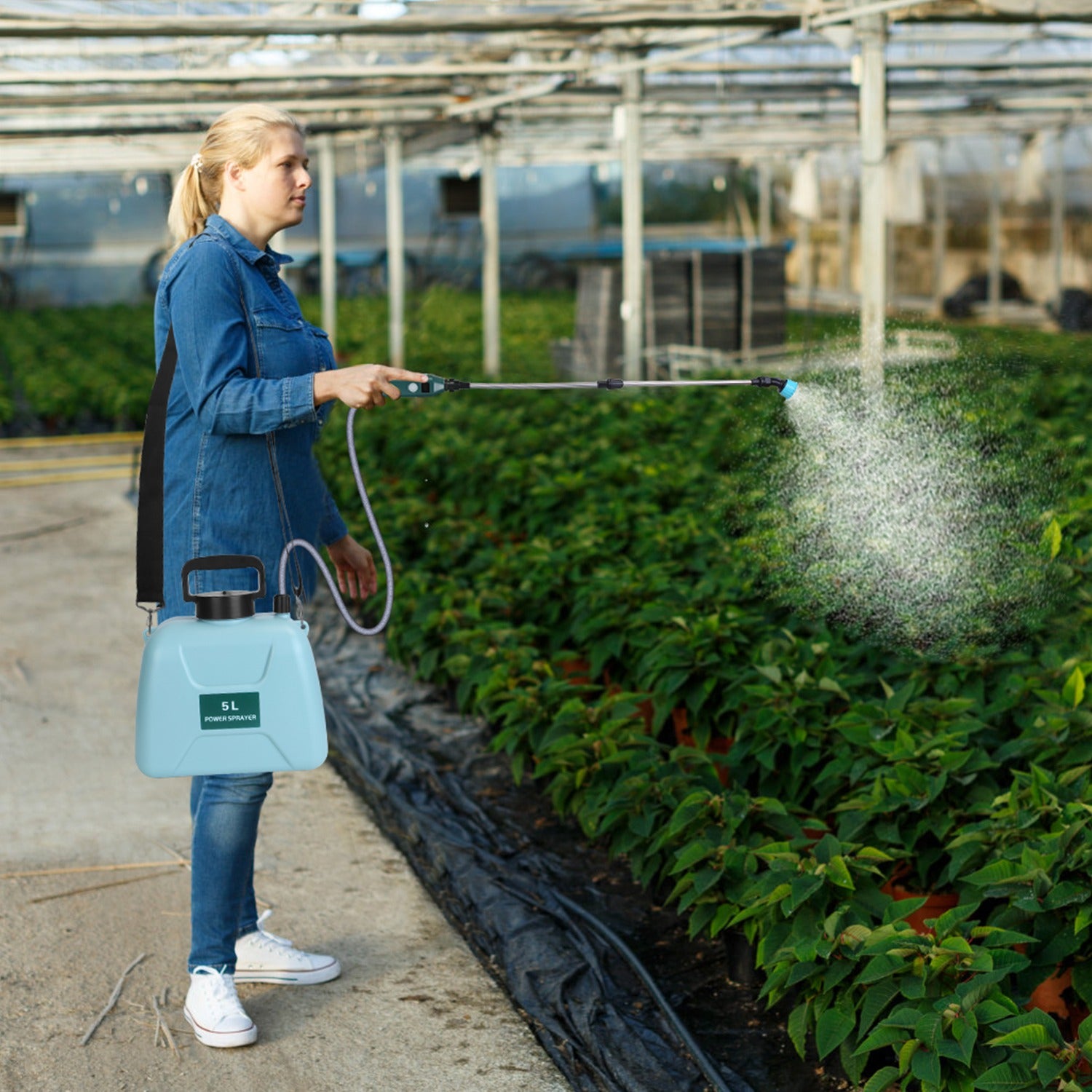 Electric Garden Sprayer – 5L Battery-Powered with Telescopic Wand & 3 Nozzles