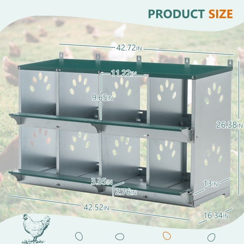 8 Compartment Chicken Nesting Box – Metal Poultry Nest Box for Hens