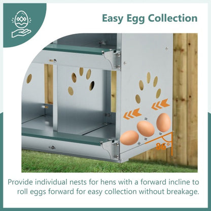 8 Compartment Chicken Nesting Box – Metal Poultry Nest Box for Hens