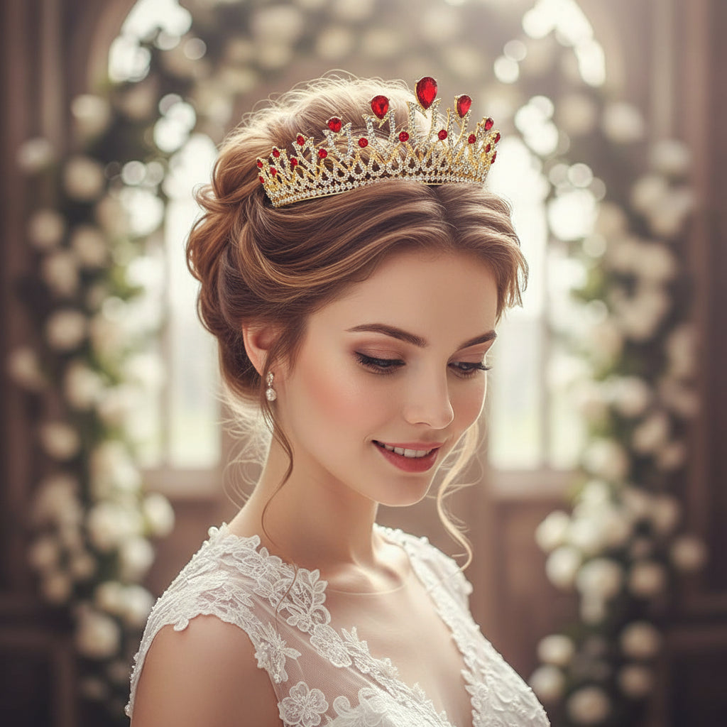 Princess Rhinestone Bridal Headdress – Korean Multicolor Wedding Crown