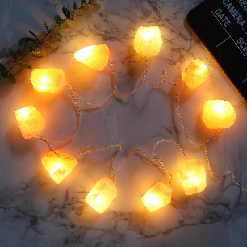 Himalayan Rose Salt Night Light with LED String