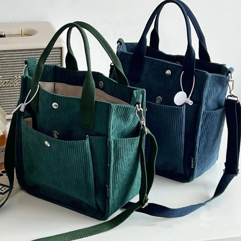 Corduroy Multi-Pocket Messenger Bag