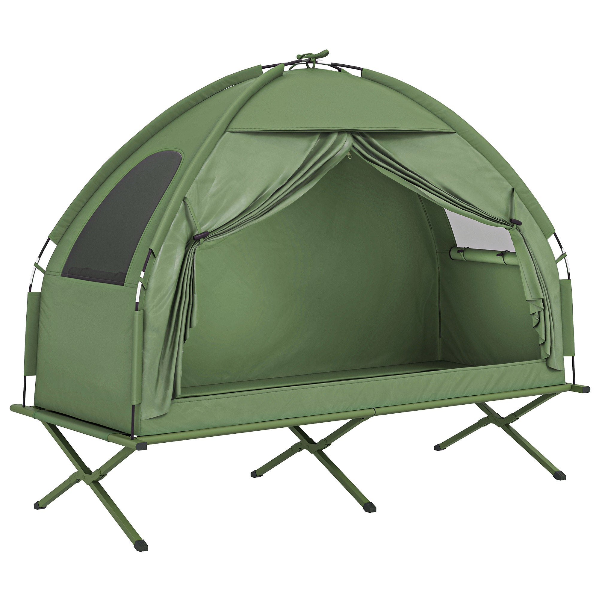 Camping Tent Cot - Single Person Elevated Folding Cot with Covered Tent & Carry Bag