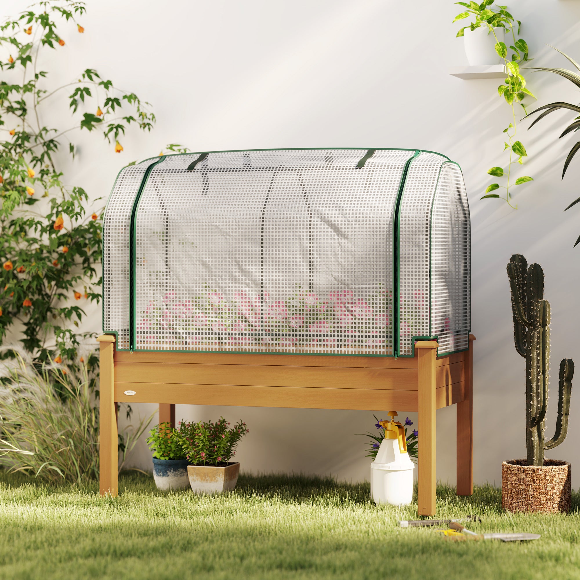 Raised Garden Bed with Greenhouse Cover - 48" x 22" x 46"