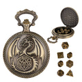 Retro Pocket Watch & 7-Piece DND Metal Dice Set – RPG Gift Bundle