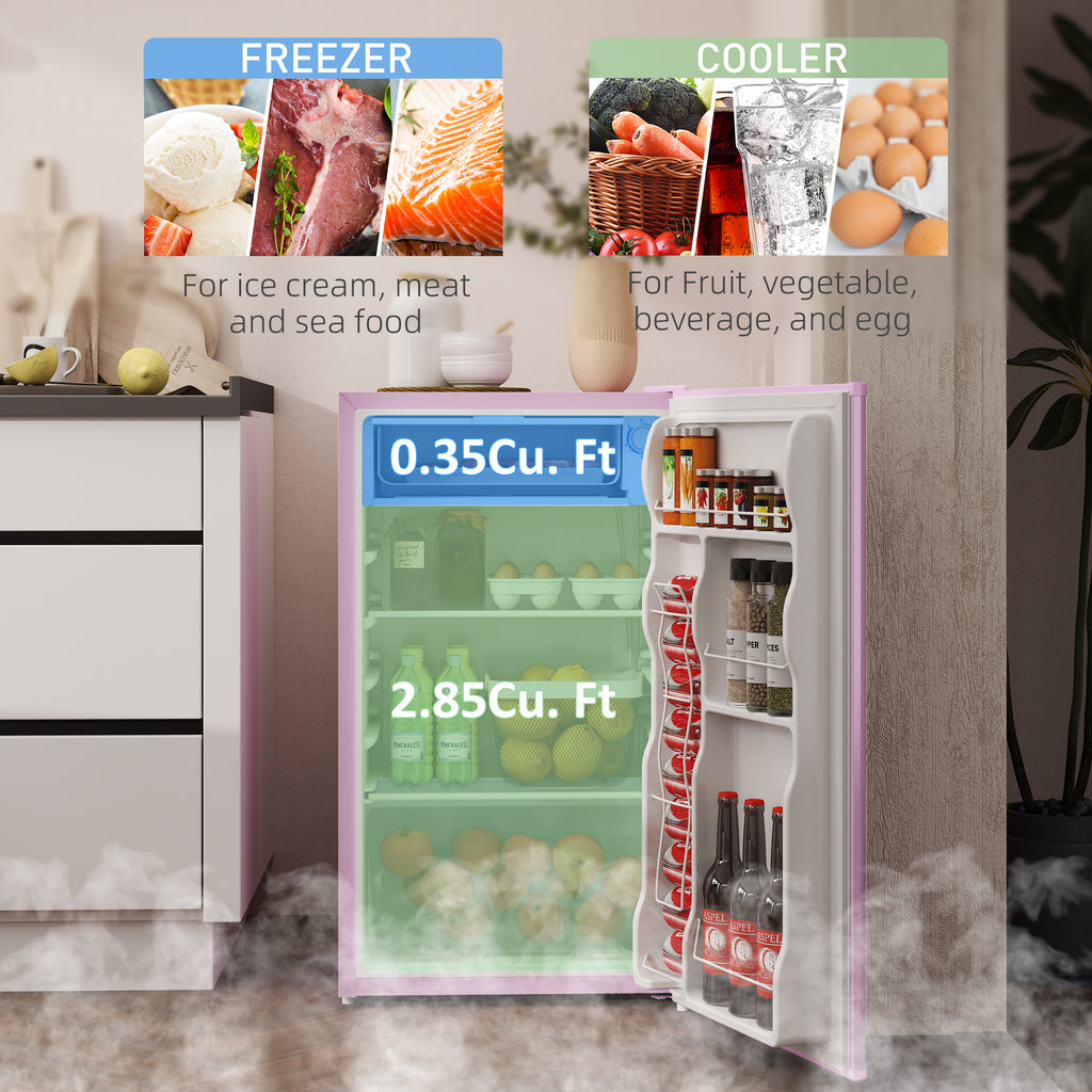 3.2 Cu.Ft Mini Fridge with Freezer - Compact Refrigerator - Pink