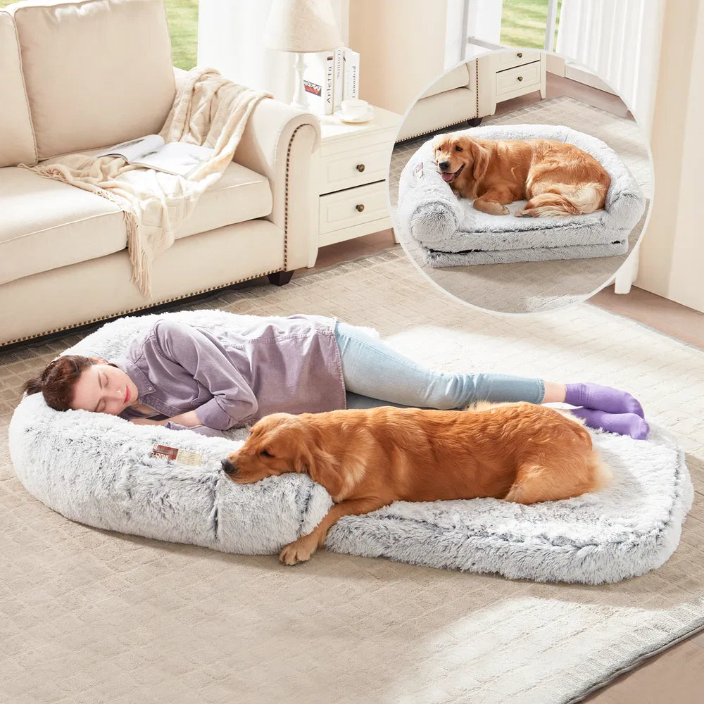 Human Dog Bed – 71"x43"x12" Foldable Plush Orthopedic Bed for People & Pets