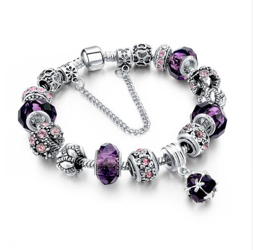 Crystal Beads Bracelets & Bangles Snake Chain Charm Bracelet