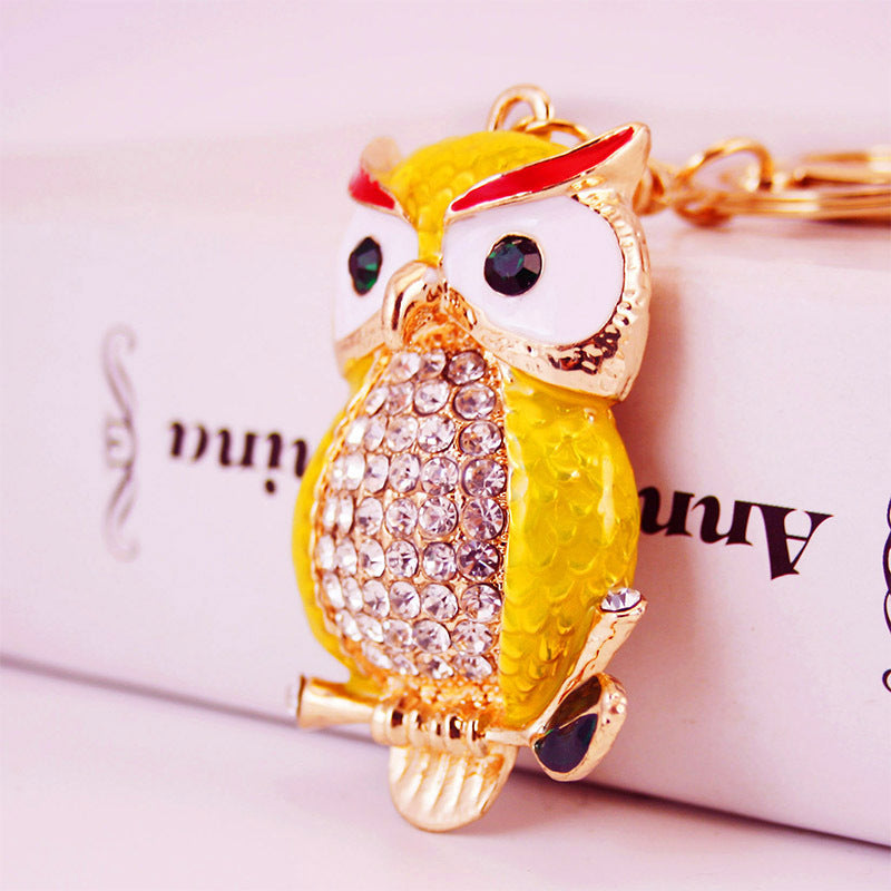 Creative Cartoon Diamond  Owl Car Keychain Pendant