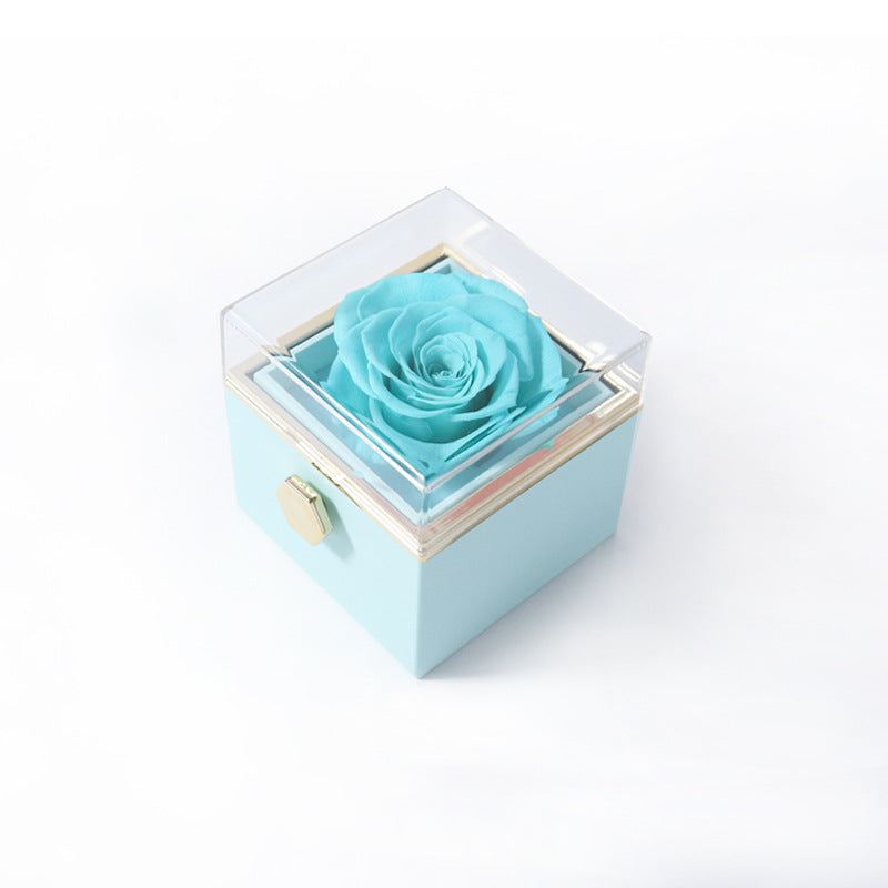 Acrylic Ring Box - Valentine's Day Proposal & Engagement Gift Box with Rose