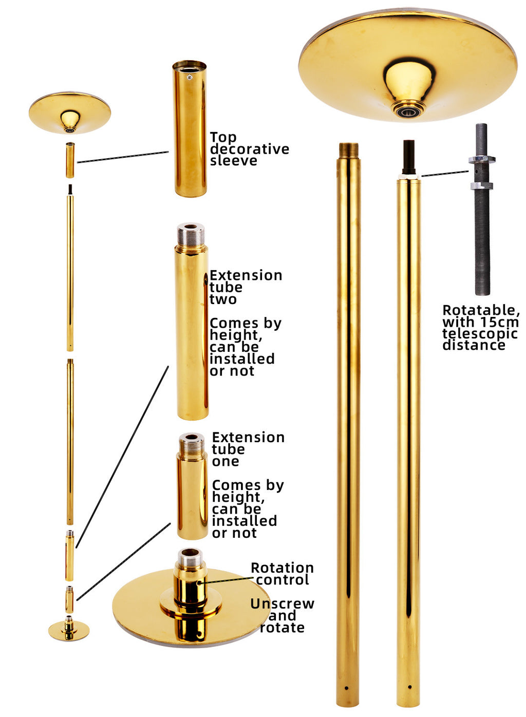 Demountable Home Pole Dance Training Pole – Adjustable Floor-to-Ceiling