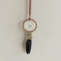 Feather Dreamcatcher Car Pendant - Boho Rearview Mirror Hanging Ornament with Bell