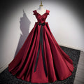 Wine Red Satin Wedding Dress - Elegant Bridal Gown