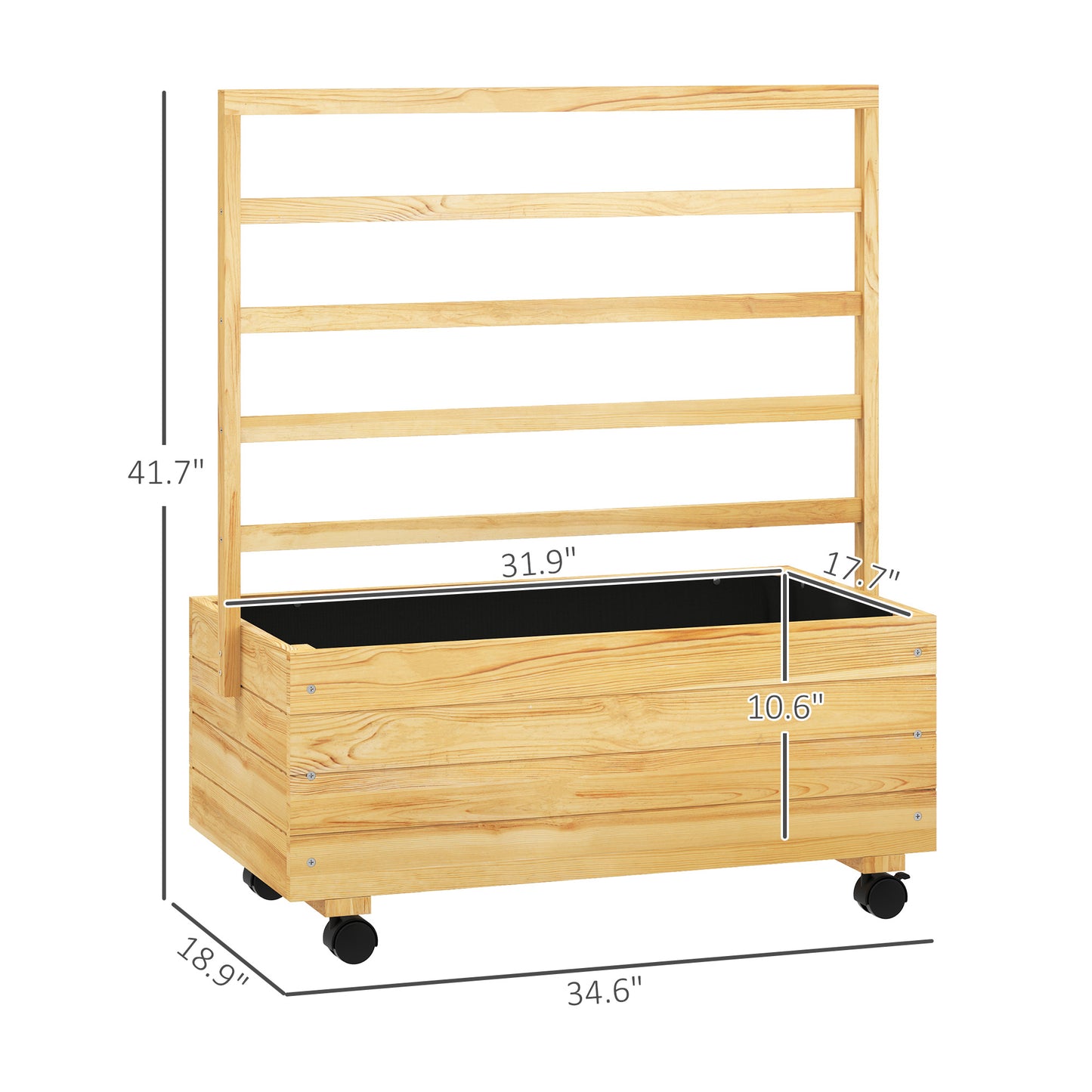 Mobile Raised Garden Bed with Trellis - Elevated Planter on Wheels