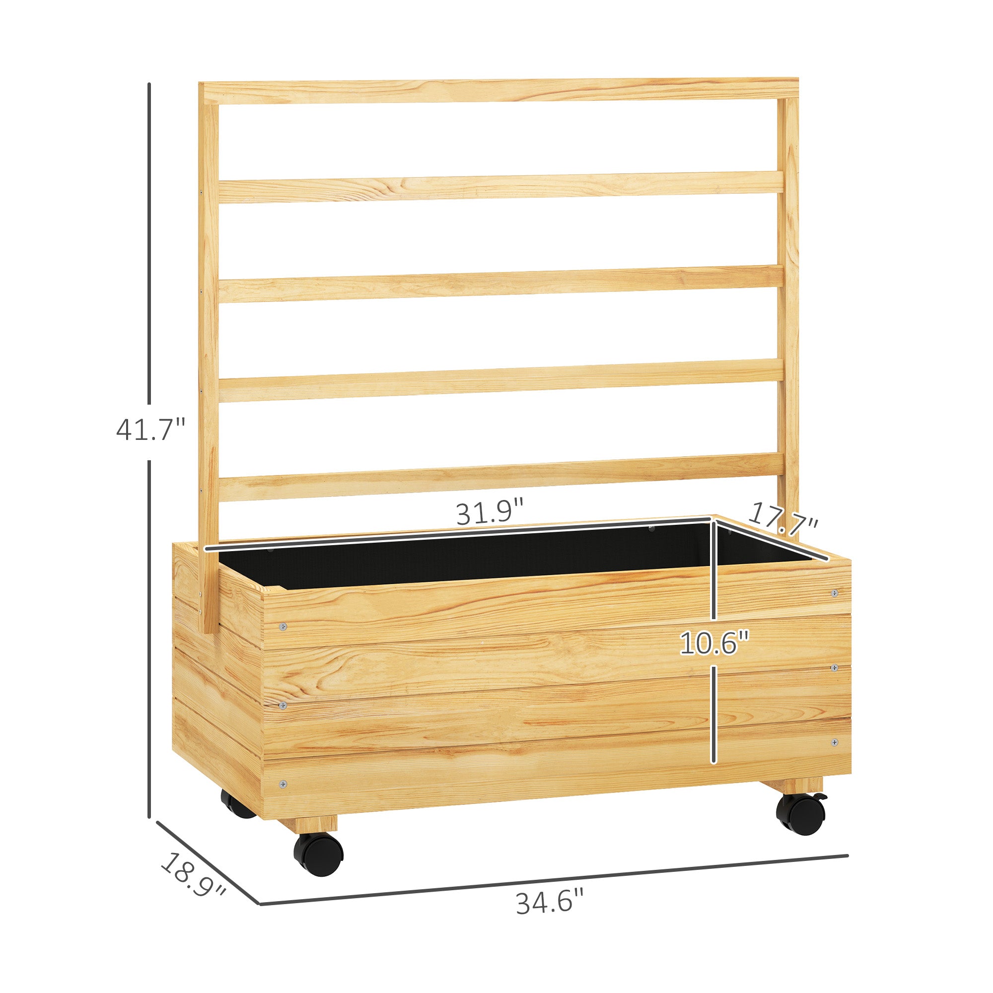 Raised Garden Bed with Trellis - Elevated Planter on Wheels