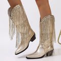 European & American Retro Western Boots for Women — Chunky Heel, Pleated Design, Mid-Fashion Knight Style