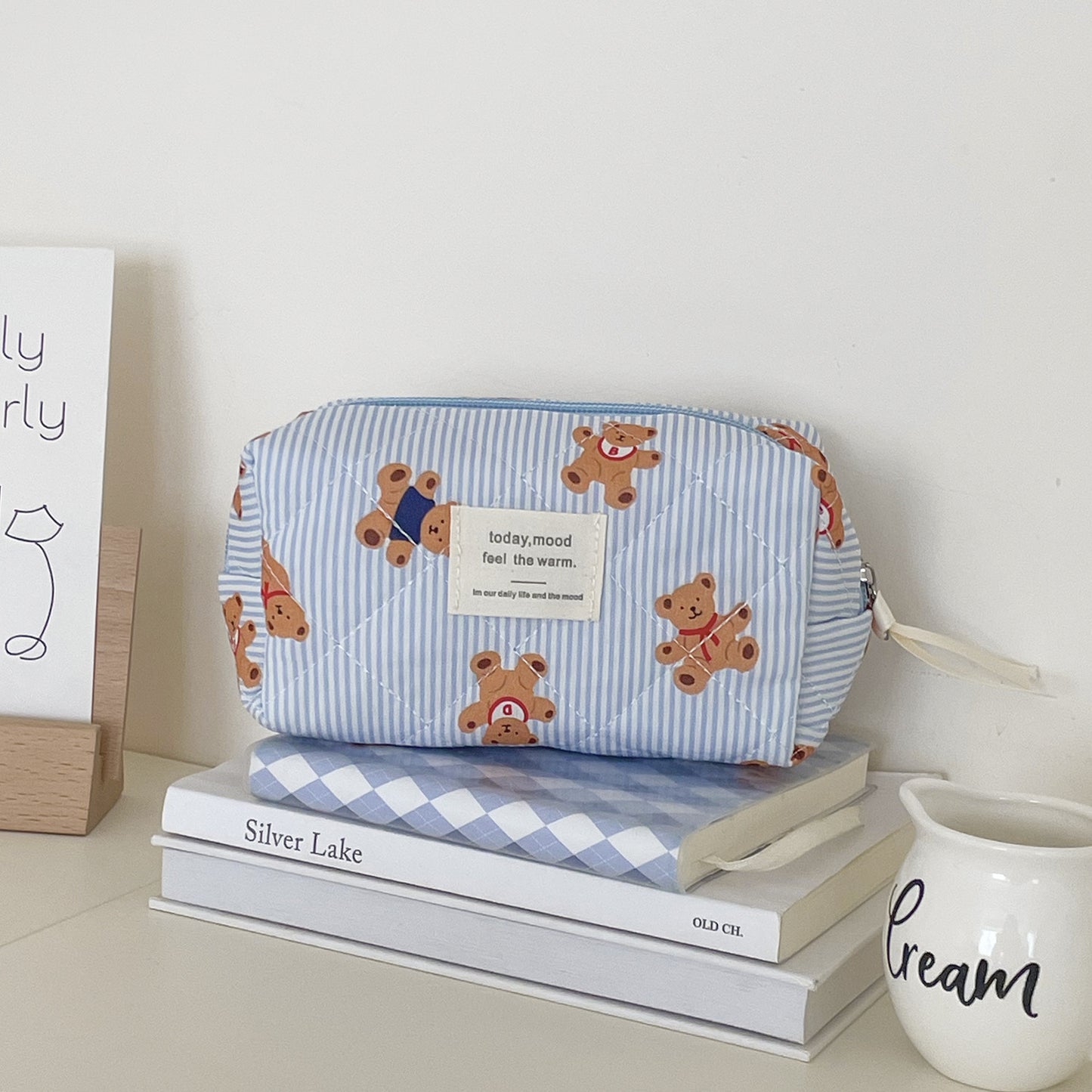 New Striped Bear Makeup Cosmetic Bag
