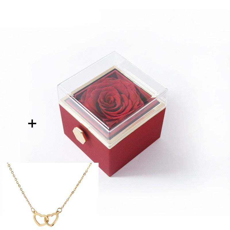 Acrylic Ring Box - Valentine's Day Proposal & Engagement Gift Box with Rose