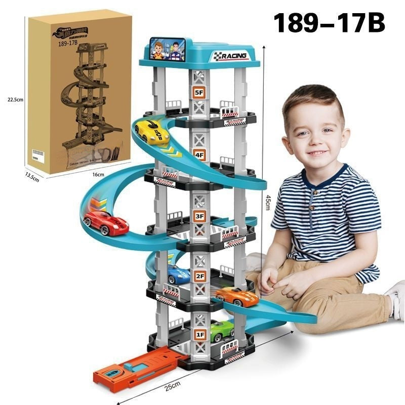 Children's Large Parking Lot Track Set with Cars
