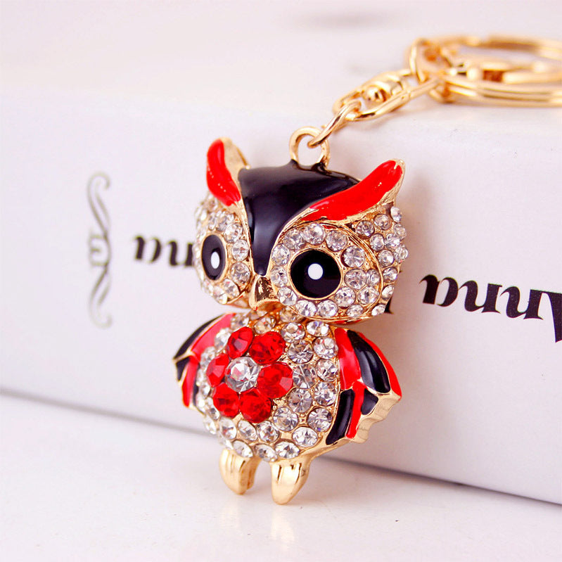 Creative Cartoon Diamond  Owl Car Keychain Pendant