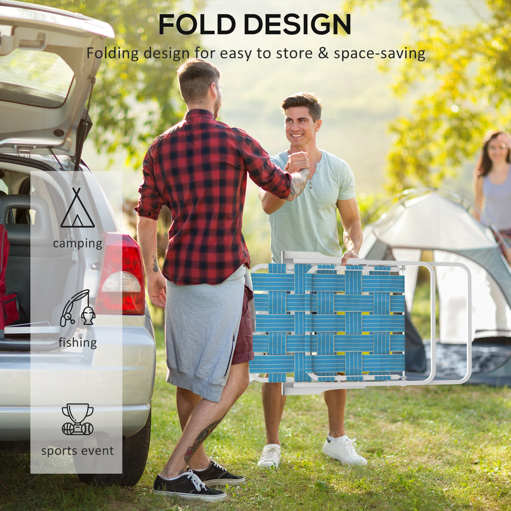 Set of 4 Patio Folding Chairs, Classic Outdoor Camping Chairs, Portable Lawn Chairs w/ Armrests, Blue
