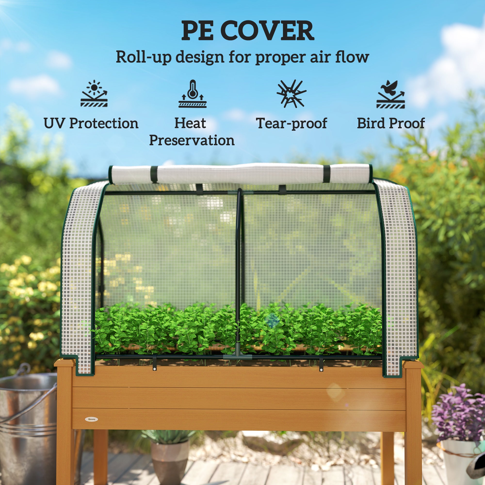 Raised Garden Bed with Greenhouse Cover - 48" x 22" x 46"