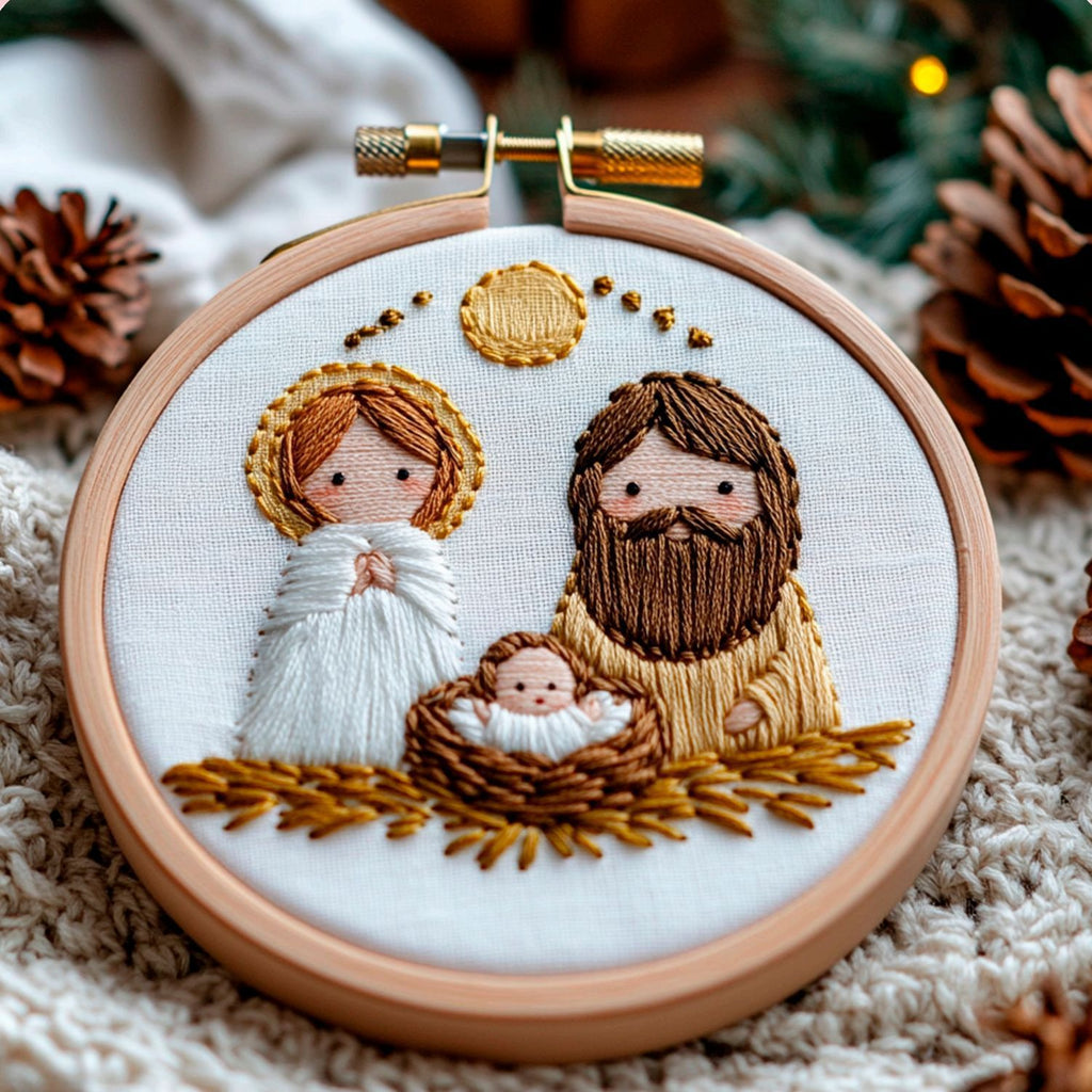 Vintage Embroidery DIY Material Jesus Handmade Cross