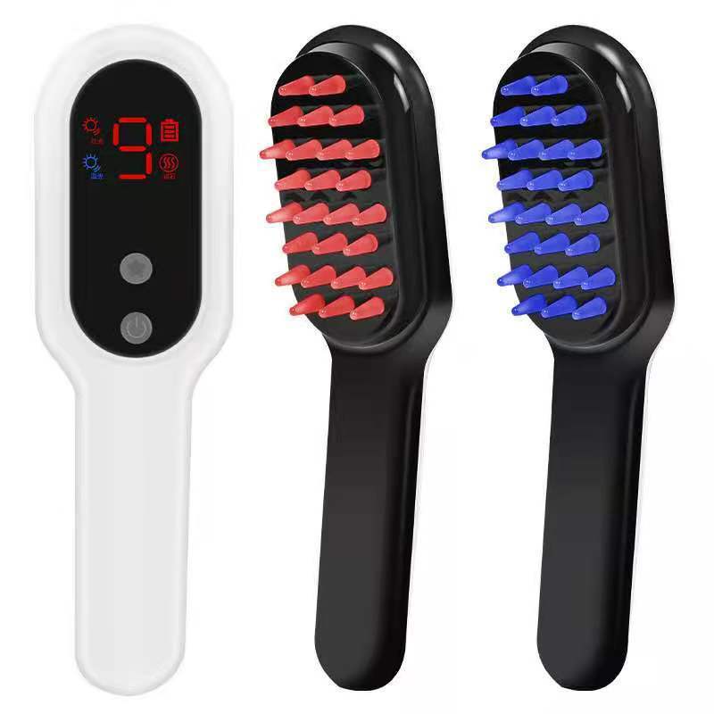 Electric Head Massager Therapy Hair Growth Comb Blue Red Light Scalp Massage Brush