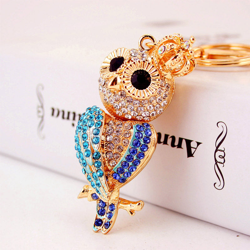 Creative Cartoon Diamond  Owl Car Keychain Pendant