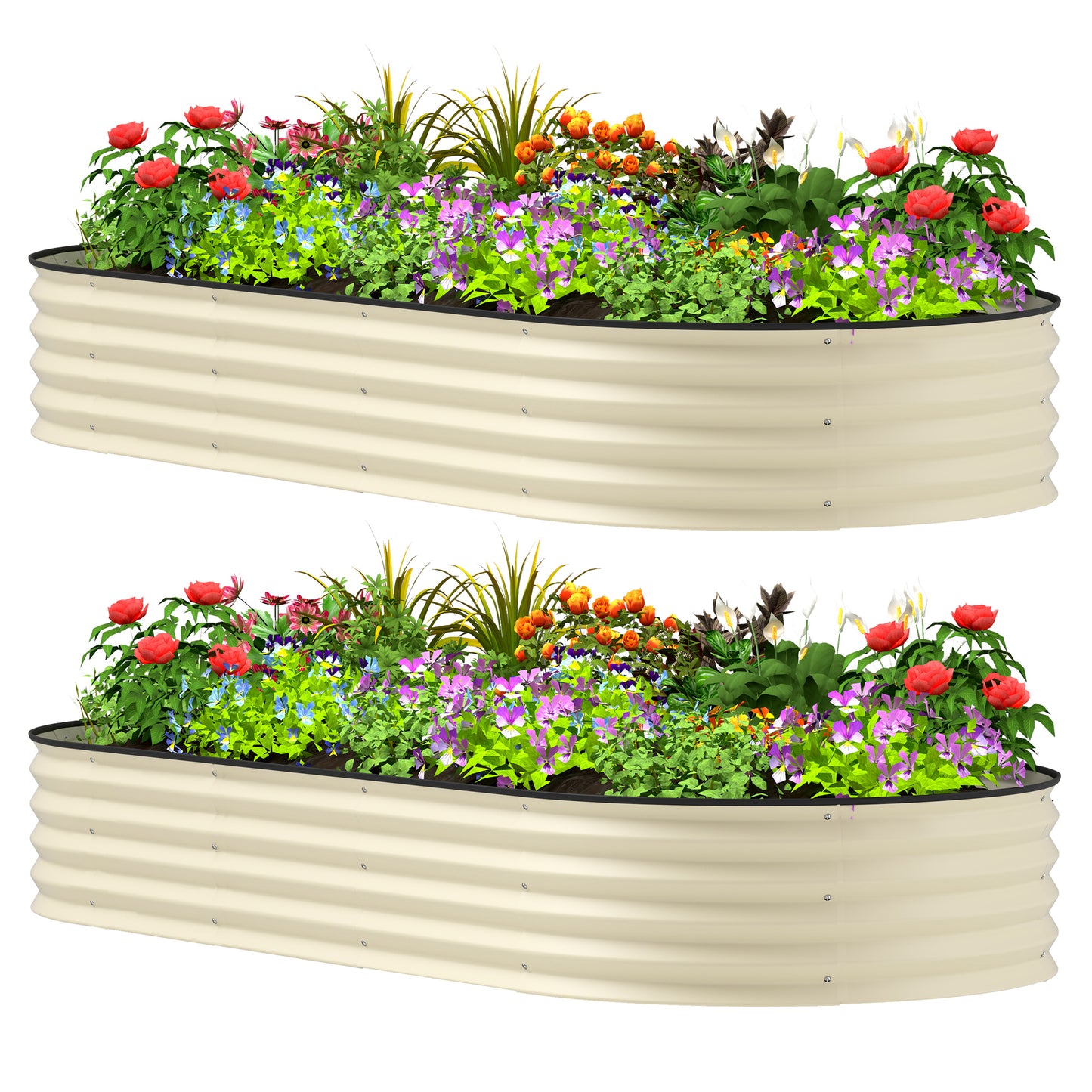 Raised Garden Bed Set - 2 Pack, 7' x 3' x 1' - Cream White